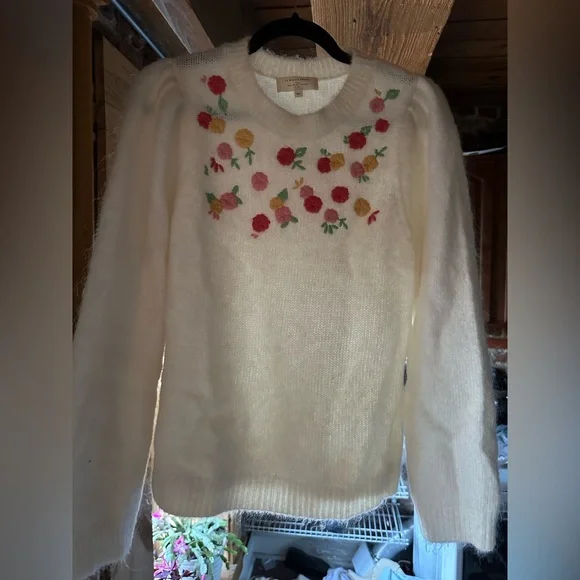 Sezane Cream Sweater with Floral Embroidery - Picture 2 of 4